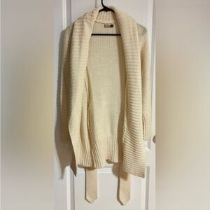 Aritzia Wilfred Wool Blend Knit Cream Tie Belt Cardigan Sweater Size XXS